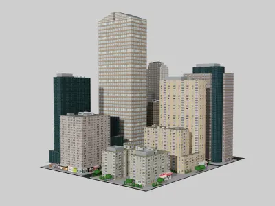 City Downtown Skyscraper 3D model