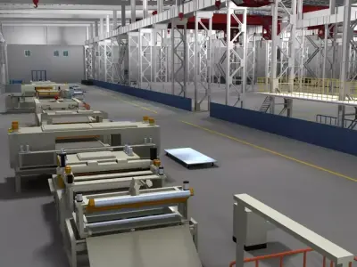 Factory Interior Scene and Equipment 3D model