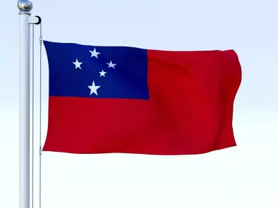 Animated Samoa Flag Low-poly 3D model