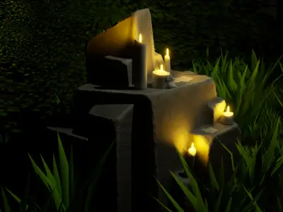 Stylized Rock And Candles GameReady More HighPoly Models Free low-poly 3D model