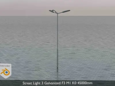 Street Light 3 Galvanized F3 M1 K0 4500 mm Low-poly 3D model