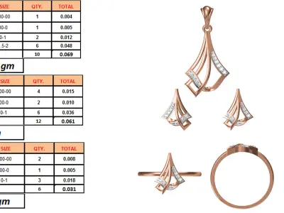 Light wt Ring Earrings Pendant set stl jcd 1-render details  3D print model get