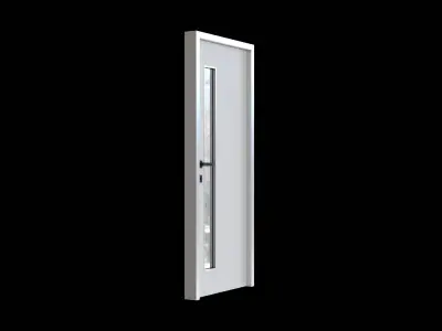 White Glazed Office Partition Door 3D model