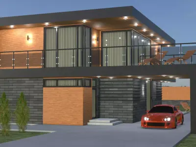 Blender project of Cottage Architecture House Building Exterior 3D model