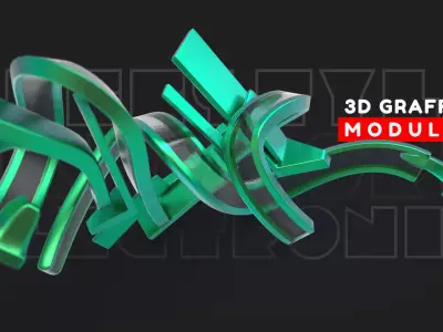 Modular 3D Graffiti Art Abstract Element Flow 3D model