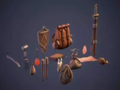adventurer s pack Low-poly 3D model