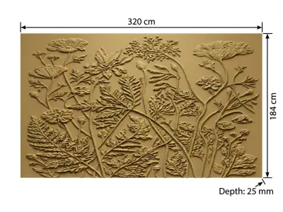 Modern floral Relief Panel Wall Decor Set STL Mural CNC 340 3D model