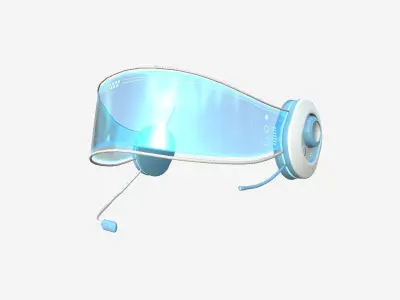 SciFi Glasses H01 White Blue - Character Design Fashion Low-poly 3D model