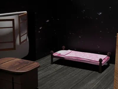 3d model of a bedroom Free low-poly 3D model