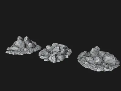 Stone Pile 3-Pack Game-Ready Low-poly 3D model