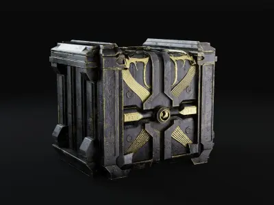 SCI-FI Dark Gold Chest PBR Low-poly 3D model