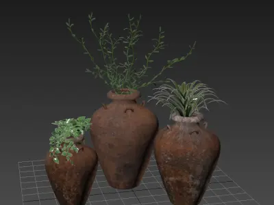 Plants with pottery 3D model