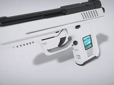 Futuristic Laser Pistol with Glowing Energy Cell Low-poly 3D model