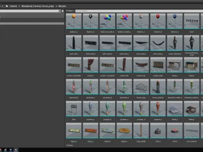 Abandoned carnival circus asset props Low-poly 3D model