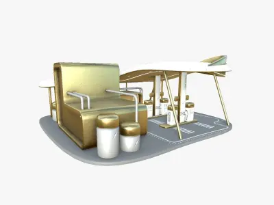 SciFi Gas Station A11 Gold - Sci Fi Exterior Design Low-poly 3D model
