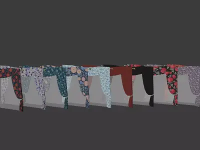 Curtain - Set 01 Low-poly 3D model