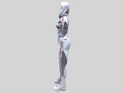 Female Hip-Hop Sports Outfit Low-poly 3D model