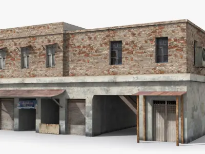 Slum w brick building Low-poly 3D model