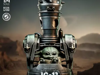  STAR WARS IG-12 and Grogu Portrait Bust  3D print model