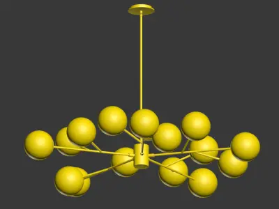 Orion 15 Light Pendant in Gold Black 3D model