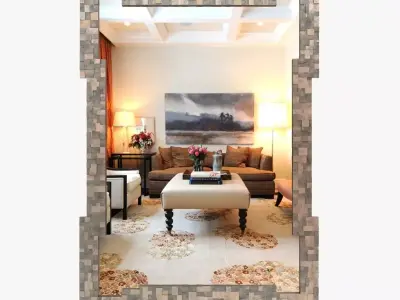 Pyrite and Patinated Brass Mirror designed by Douglas Mackie 3D model