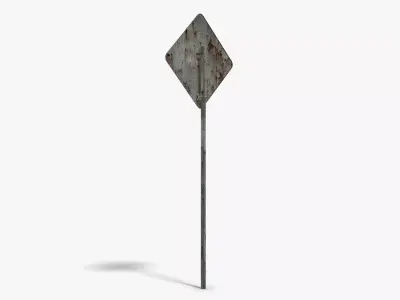 Damaged End of the Road Sign Low-poly 3D model