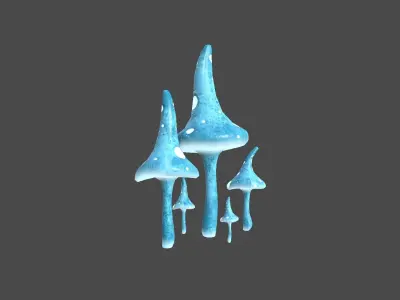 Fantasy Mushroom G02 Blue - Scene Backdrop Design Low-poly 3D model