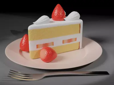 Strawberry cake classic 3D model  3D model