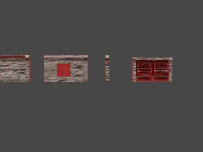 SCFI Concrete Linkable wall Kit Low-poly 3D model