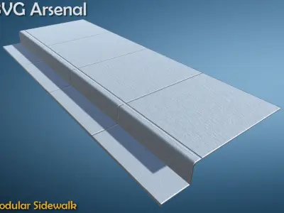 Modular Sidewalk Low-poly 3D model