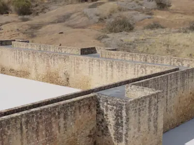 Modular Stone Walls Roman Ancient Fort Scan with LODs pack 8 Low-poly 3D model