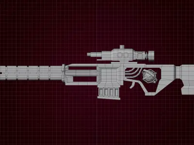 Sci-Fi Laser Railgun Low Poly Gun Low-poly 3D model