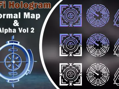 50 Sci-Fi Hologram Normal Map and Alpha Vol 2 3D model