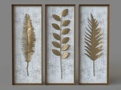 Deco 79 Contemporary Metal Leaves Wall Decor 3D model