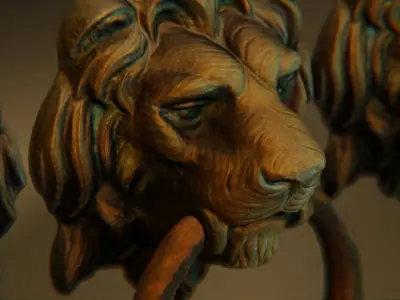 Lion model head door knocker 3D model