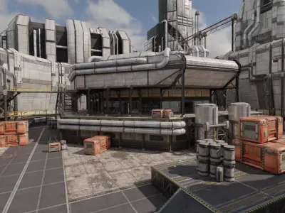 Technology Industrial Processing Plant Low-poly 3D model