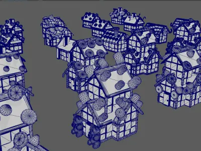 Stylish Candy Biscuit Architecture House Low-poly 3D model