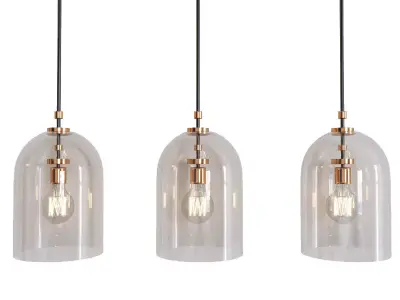 Chandelier8 three pendant lights with glass domes 3D model