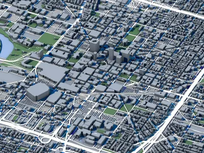 Indianapolis Cityscape Indiana State Capital Architecture 3D model