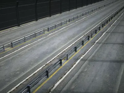 Road PBR metal fence Low-poly 3D model
