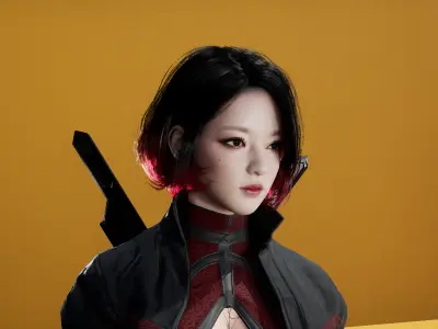 Scifi Assassin Girl Modular Low-poly 3D model