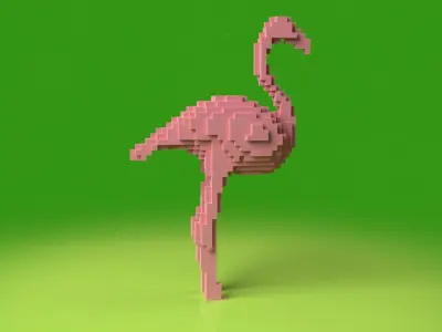 Flamingo Minecraft Voxel Low-poly 3D model
