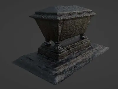 Tombstone Photo-Scanned Cemetery Graveyard Asset Low-poly 3D model