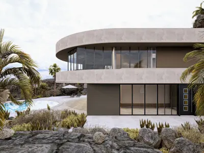 Modern Minimalist Amorphous Villa Complete Lumion Scene 3D model