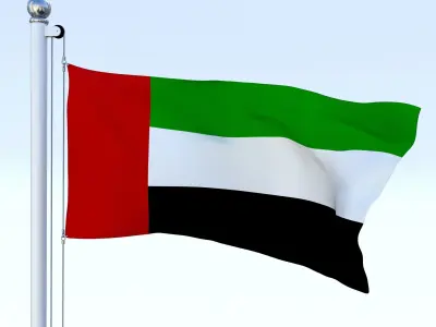 Animated United Arab Emirates Flag Low-poly 3D model