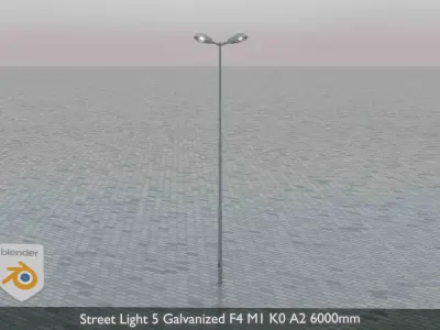 Street Light 5 Galvanized F4 M1 K0 A2 6000mm  Low-poly 3D model