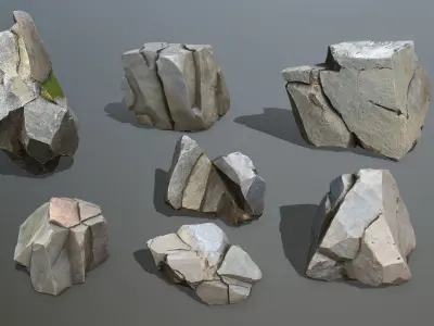Rock Set Low-poly 3D model 48