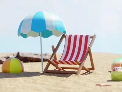 Beach Holiday Virtual Set Extension and Game Asset 3D model