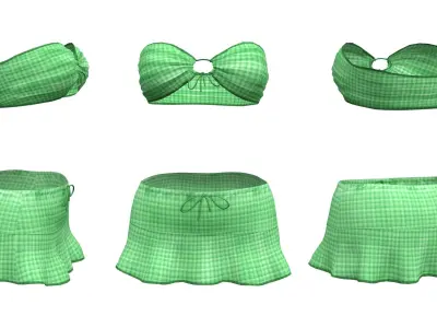 Bandeau Top With Skirt Low-poly 3D model