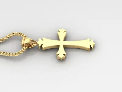 Light Gold 18K Cross Pendant 1CP007 3D print model